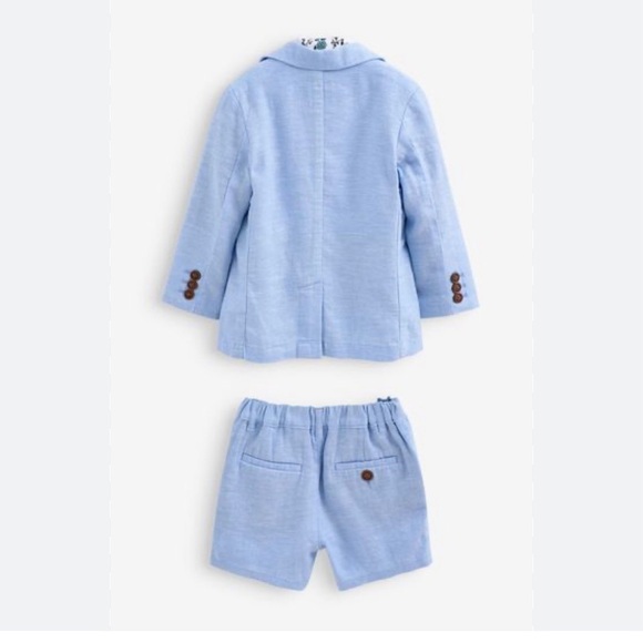Next Light Blue Little Boys Linen Blend Blazer and Shorts Size 3-4yrs - Picture 2 of 16